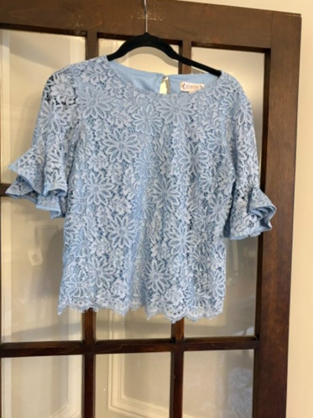 Nanette Lepore Light Blue Lace Blouse, Size Small